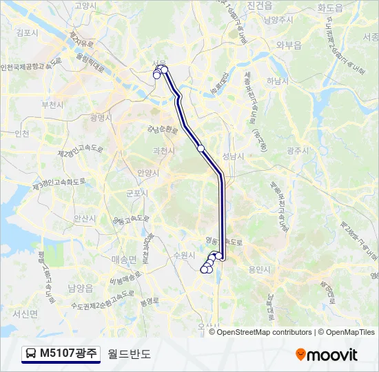 M5107광주 버스 노선 지도