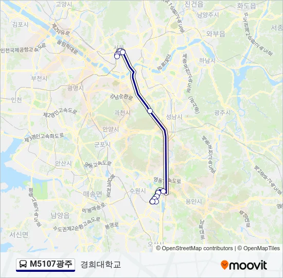 M5107광주 버스 노선 지도