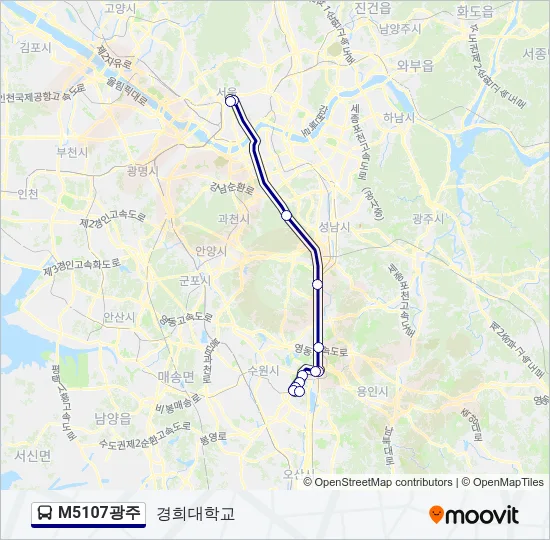 M5107광주 버스 노선 지도