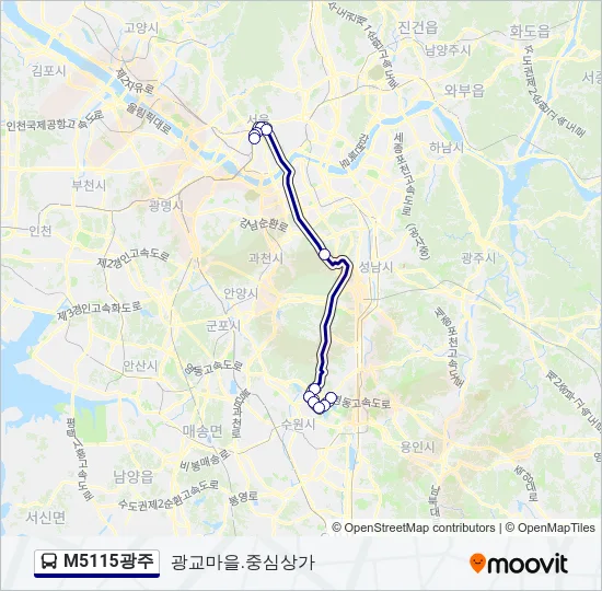 M5115광주 버스 노선 지도