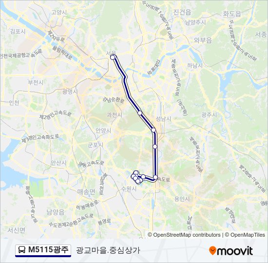 M5115광주 버스 노선 지도