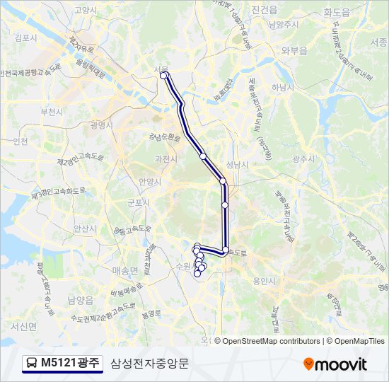 M5121광주 버스 노선 지도