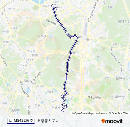 M5422광주 버스 노선 지도
