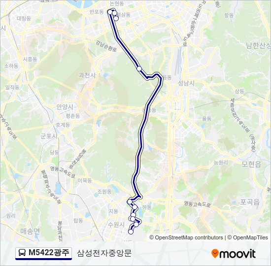 M5422광주 버스 노선 지도