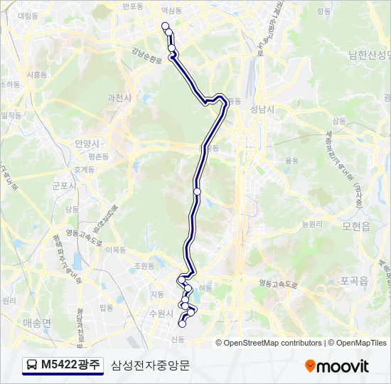 M5422광주 버스 노선 지도