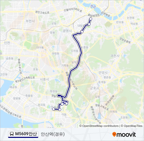 M5609안산 버스 노선 지도