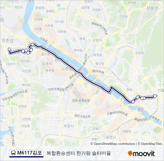 M6117김포 버스 노선 지도