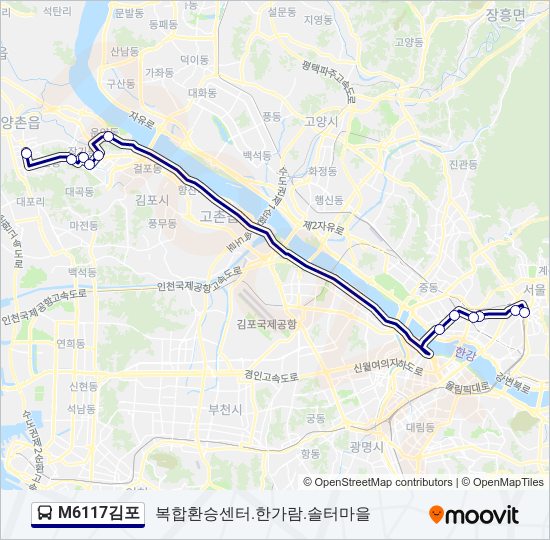 M6117김포 버스 노선 지도