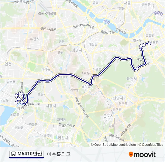 M6410안산 Bus Line Map