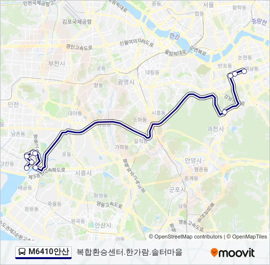 M6410안산 Bus Line Map
