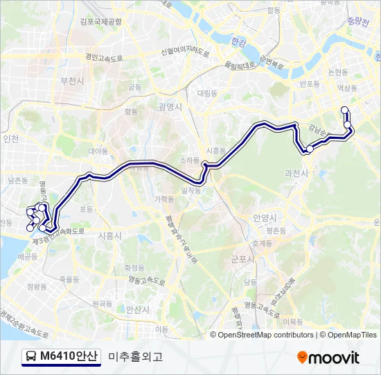 M6410안산 Bus Line Map