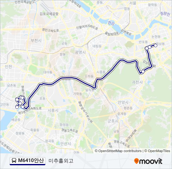 M6410안산 bus Line Map