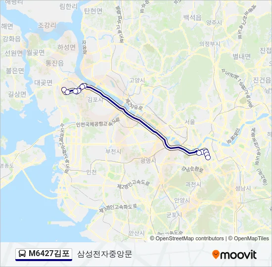 M6427김포 버스 노선 지도