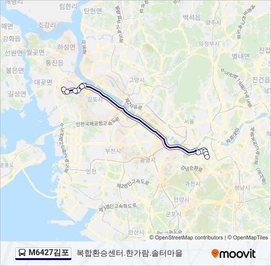 M6427김포 버스 노선 지도