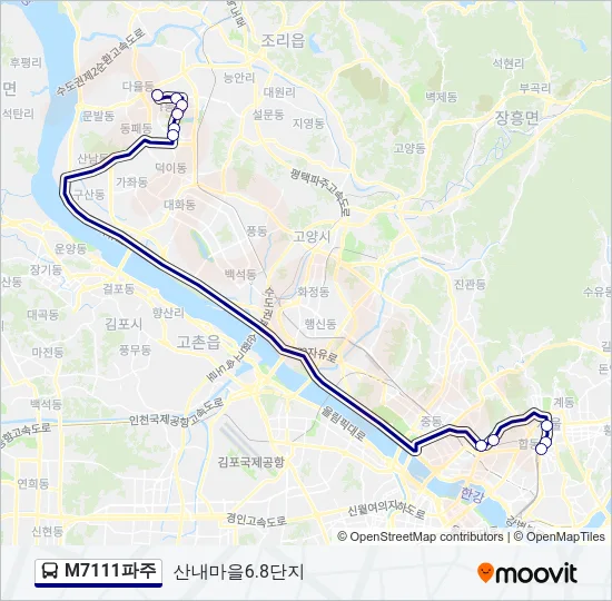 M7111파주 Bus Line Map