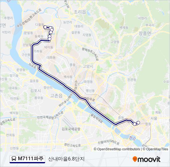 M7111파주 Bus Line Map