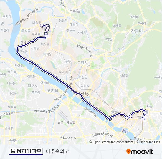 M7111파주 bus Line Map