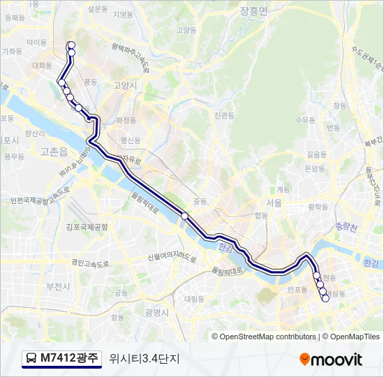 M7412광주 버스 노선 지도