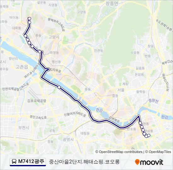 M7412광주 버스 노선 지도