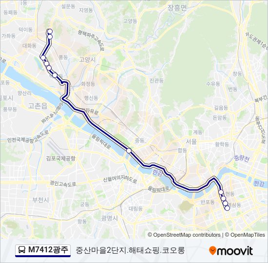 M7412광주 버스 노선 지도