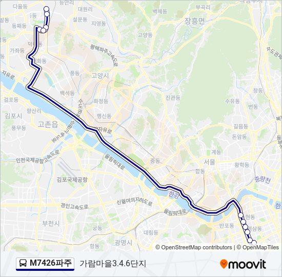 M7426파주 bus Line Map