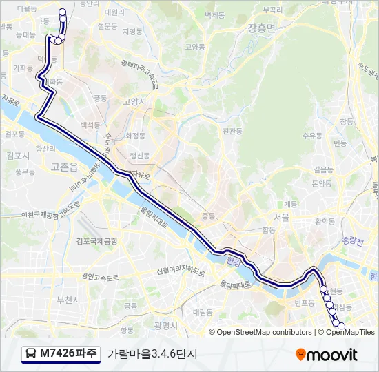 M7426파주 버스 노선 지도