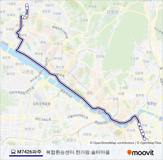 M7426파주 bus Line Map