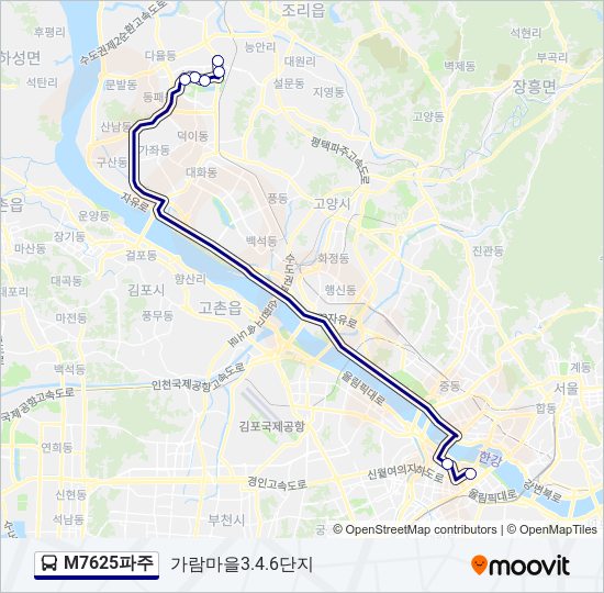 M7625파주 bus Line Map