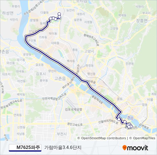 M7625파주 bus Line Map