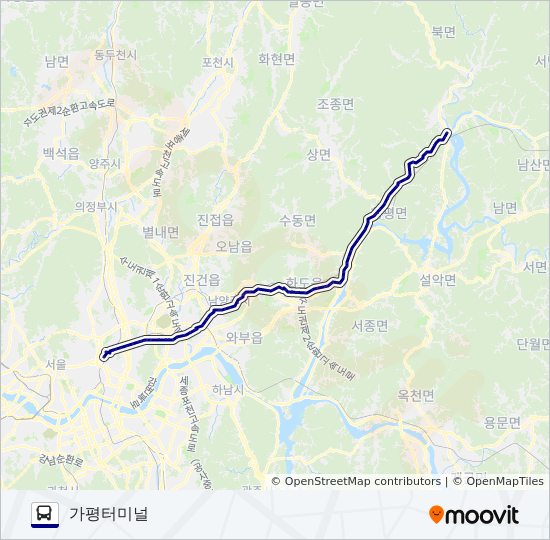 1330-2가평 bus Line Map