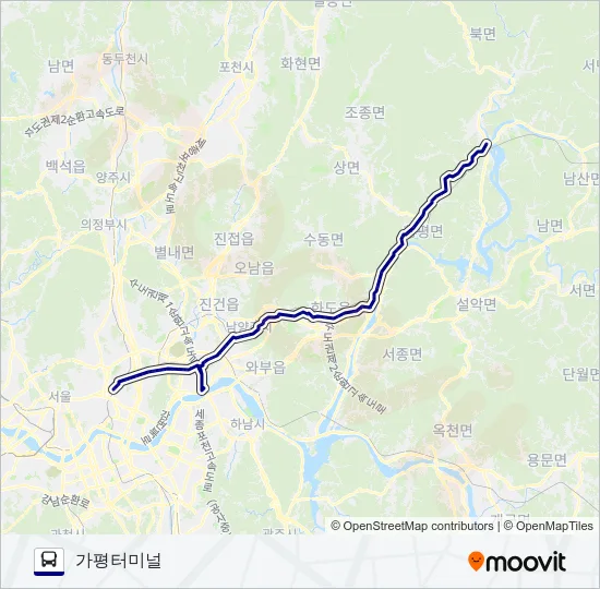 1330-2가평 Bus Line Map