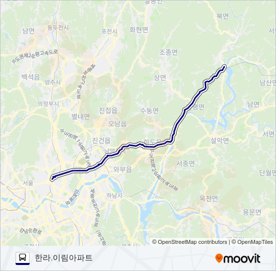 1330-2가평 bus Line Map