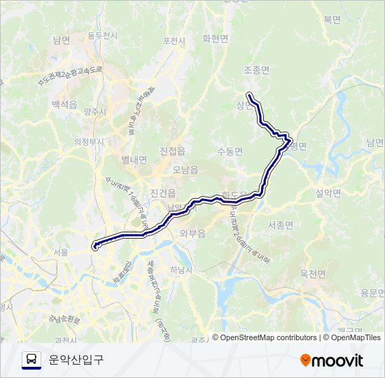 1330-4가평 버스 노선 지도