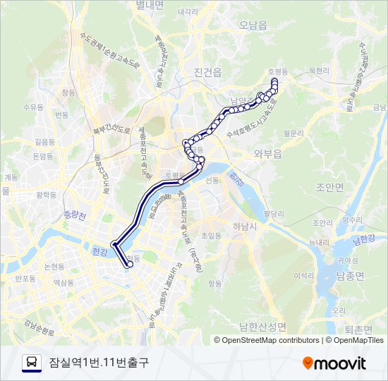 1000-2남양주 버스 노선 지도