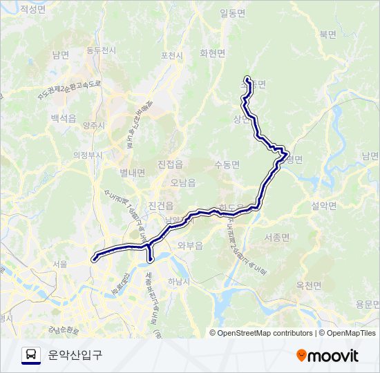 1330-44가평 bus Line Map