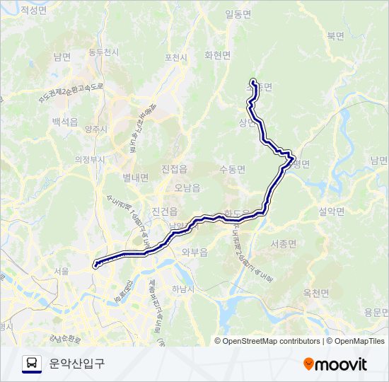1330-44가평 bus Line Map