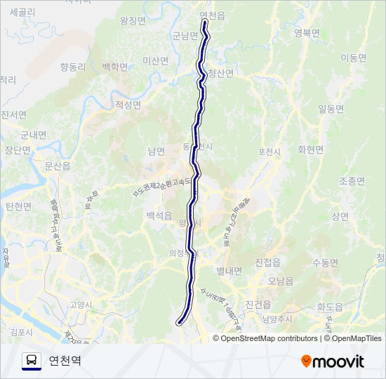 36(심야)의정부 버스 노선 지도