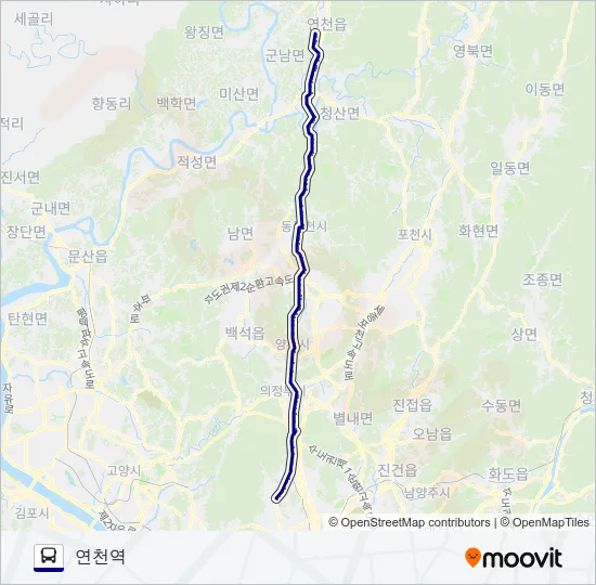 36(심야)의정부 Bus Line Map