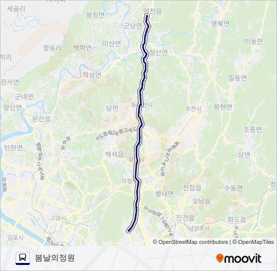 36(심야)의정부 bus Line Map