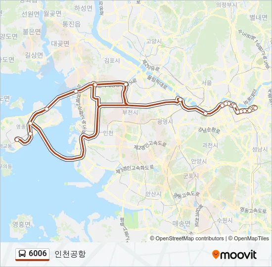 6006 버스 노선 지도