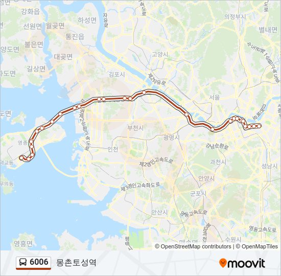6006 버스 노선 지도