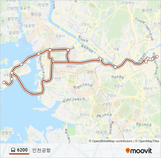 6200 버스 노선 지도