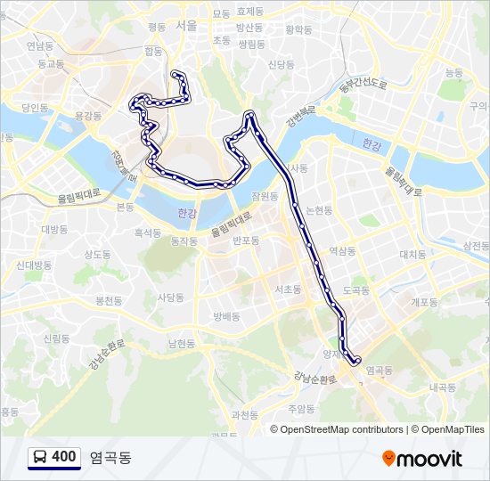 400 버스 노선 지도