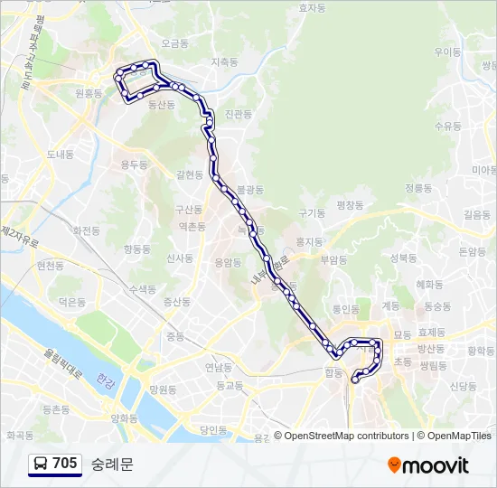 705 버스 노선 지도
