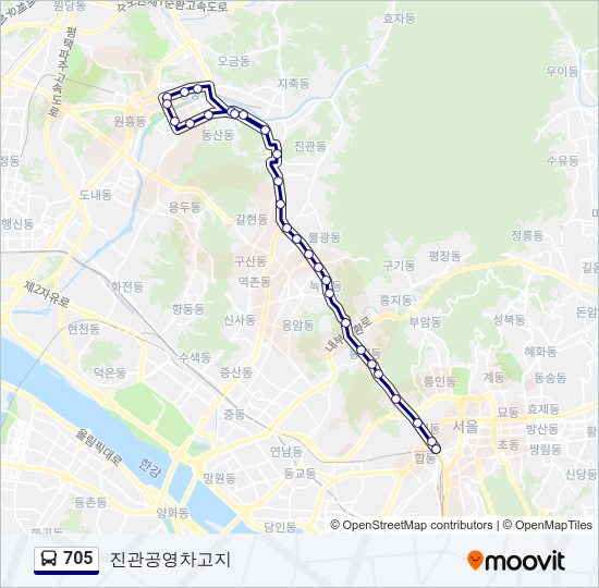705 버스 노선 지도