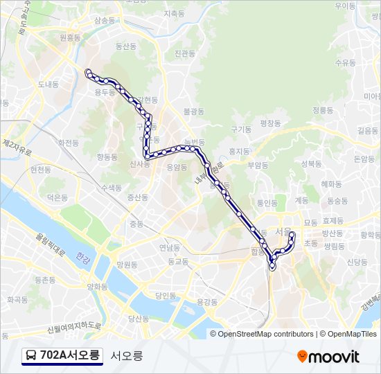 702A서오릉 Bus Line Map