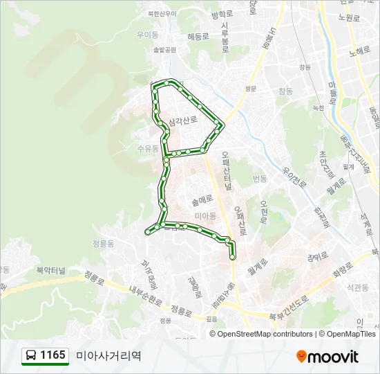 1165 버스 노선 지도