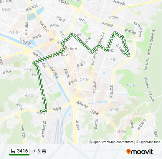 3416 버스 노선 지도