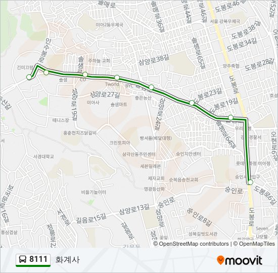 8111 버스 노선 지도