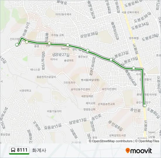 8111 버스 노선 지도